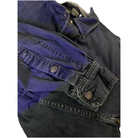 Duluth Trading Mens Denim Snap Button Shirt Sz XL Med Wash Blue Long Sleeve Work - Picture 11 of 11